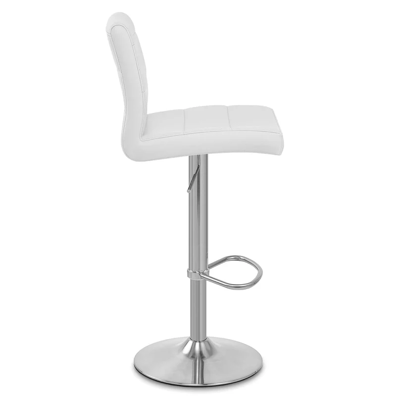 Chaise de Bar Faux Cuir Chrome Brossé - Breakfast Blanc