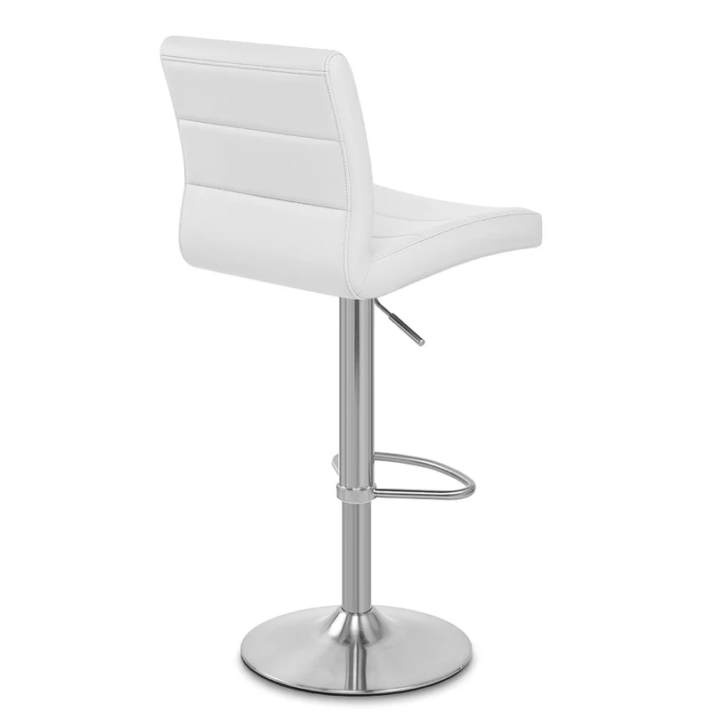 Chaise de Bar Faux Cuir Chrome Brossé - Breakfast Blanc