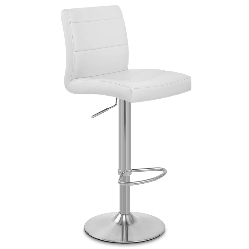 Chaise de Bar Faux Cuir Chrome Brossé - Breakfast Blanc