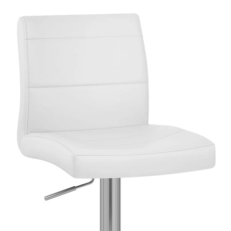Chaise de Bar Faux Cuir Chrome Brossé - Breakfast Blanc