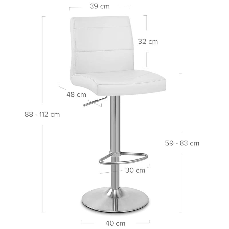 Chaise de Bar Faux Cuir Chrome Brossé - Breakfast Blanc