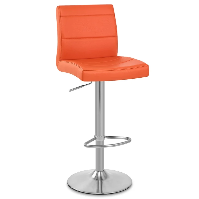 Chaise de Bar Faux Cuir Chrome Brossé - Breakfast Orange