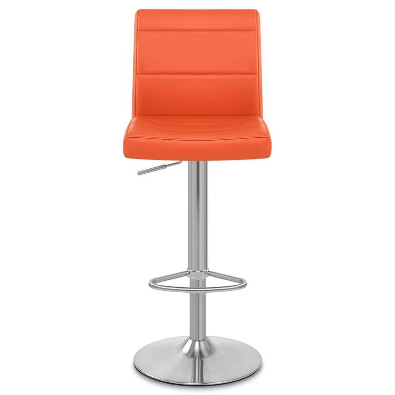 Chaise de Bar Faux Cuir Chrome Brossé - Breakfast Orange