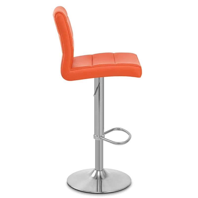 Chaise de Bar Faux Cuir Chrome Brossé - Breakfast Orange