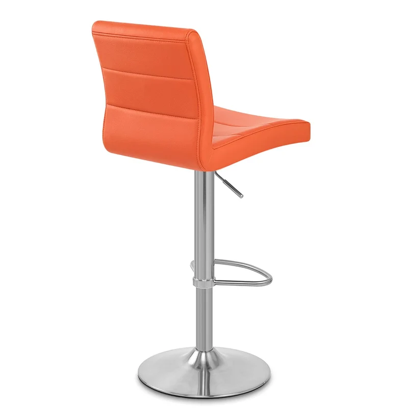 Chaise de Bar Faux Cuir Chrome Brossé - Breakfast Orange