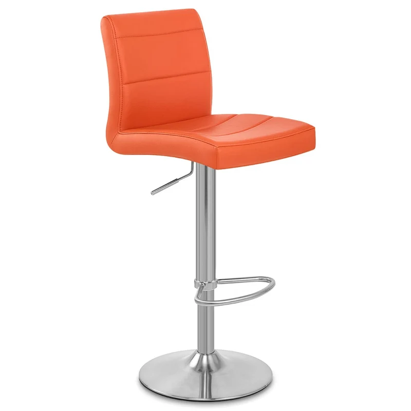 Chaise de Bar Faux Cuir Chrome Brossé - Breakfast Orange