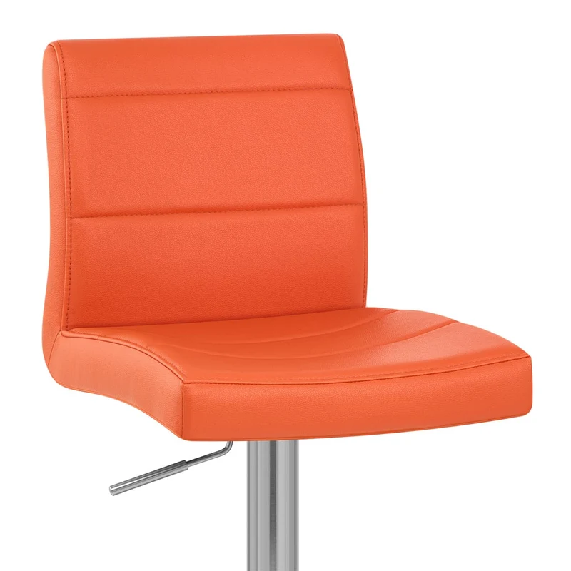 Chaise de Bar Faux Cuir Chrome Brossé - Breakfast Orange