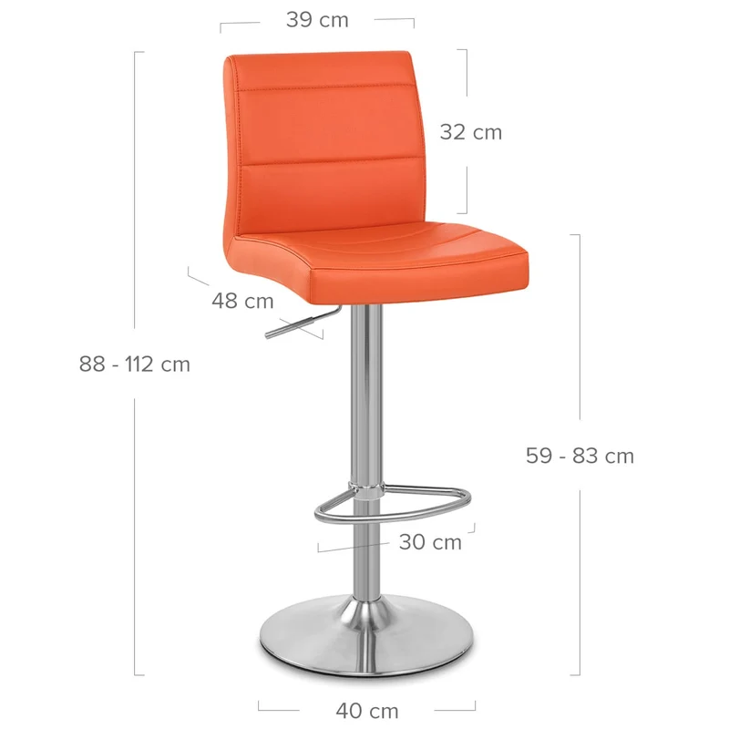 Chaise de Bar Faux Cuir Chrome Brossé - Breakfast Orange