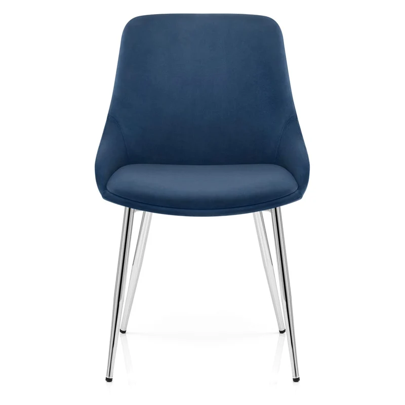 Chaise velours chrome - Aston Bleu