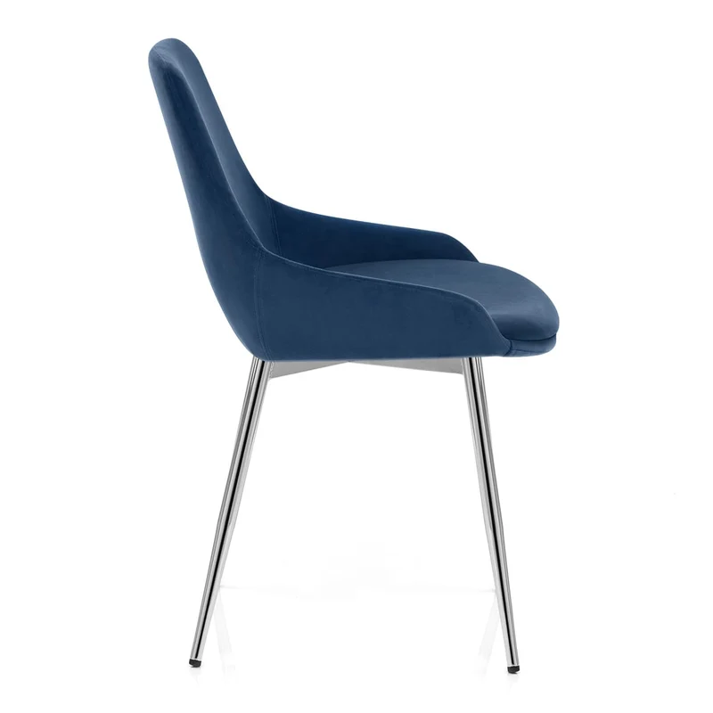 Chaise velours chrome - Aston Bleu