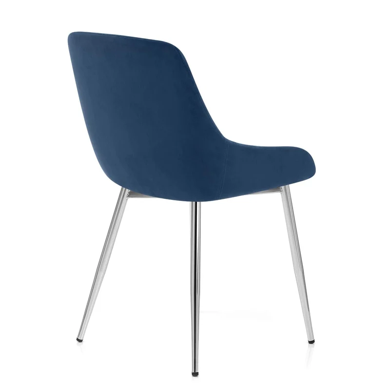 Chaise velours chrome - Aston Bleu