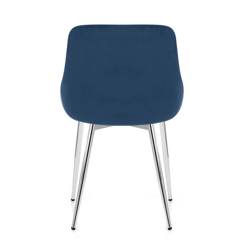 Chaise velours chrome - Aston Bleu