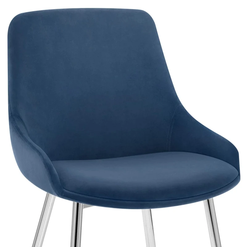 Chaise velours chrome - Aston Bleu