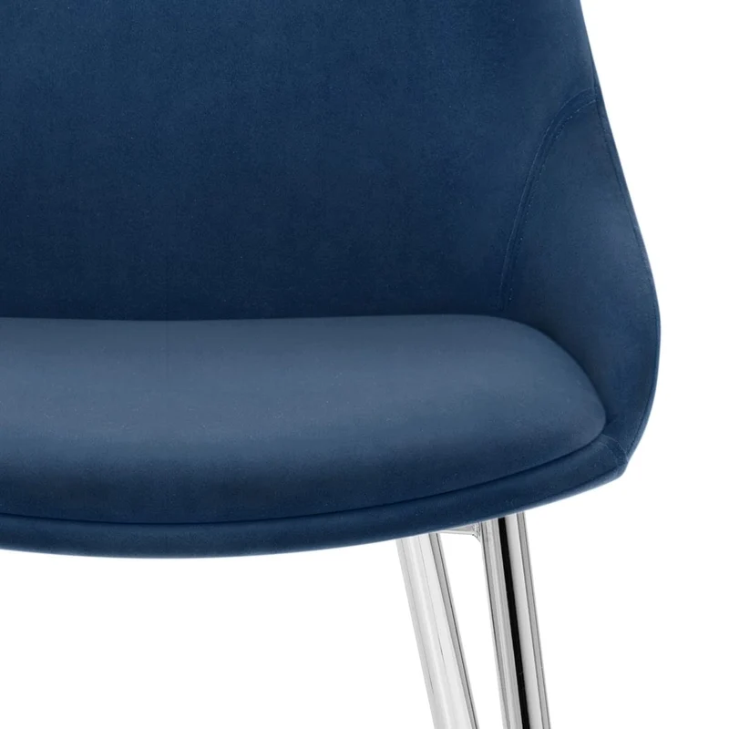 Chaise velours chrome - Aston Bleu