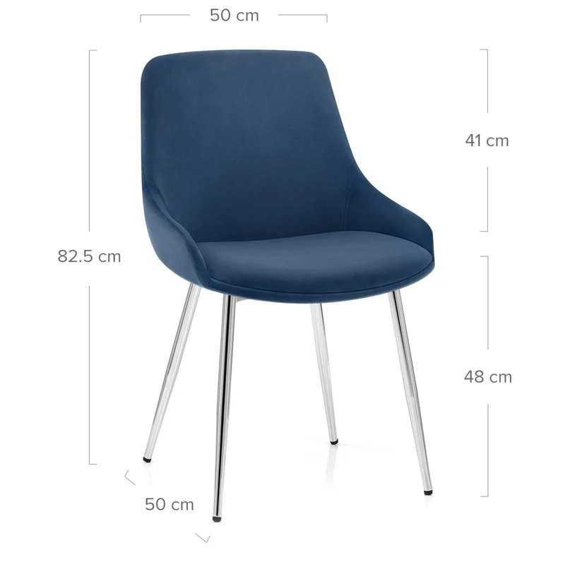 Chaise velours chrome - Aston Bleu