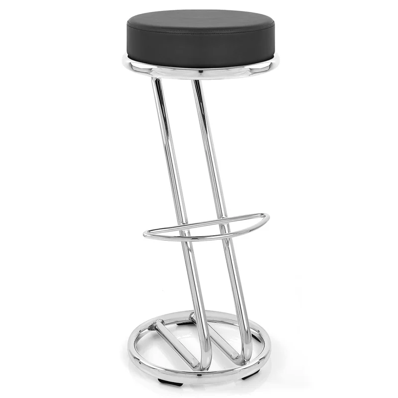 Tabouret Faux Cuir Chrome - Haut Zed Noir