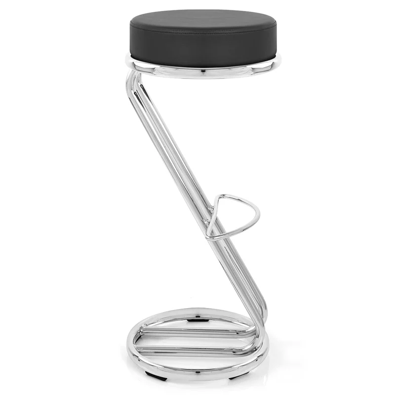 Tabouret Faux Cuir Chrome - Haut Zed Noir