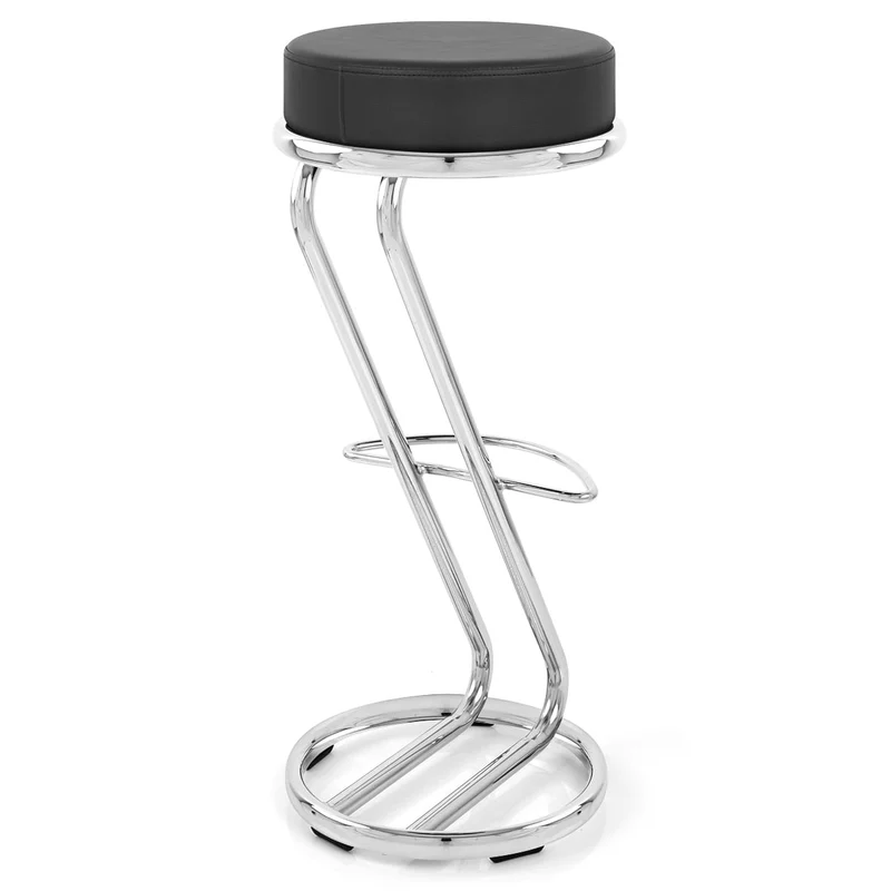 Tabouret Faux Cuir Chrome - Haut Zed Noir