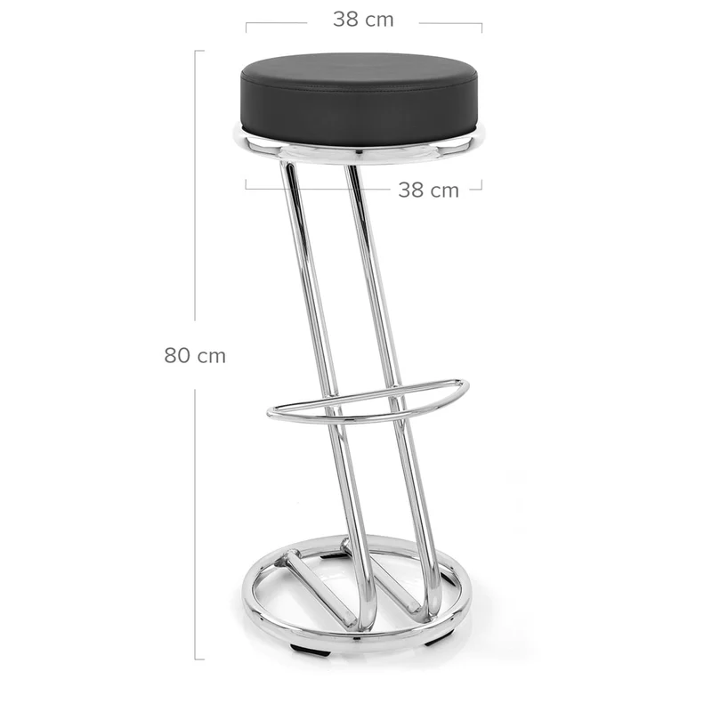 Tabouret Faux Cuir Chrome - Haut Zed Noir