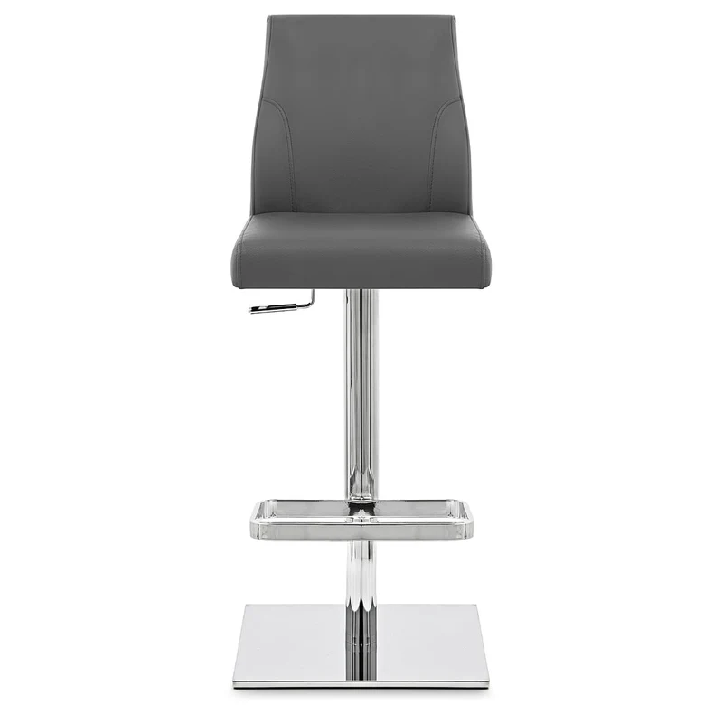 Chaise de Bar Cuir Chrome - Martello Gris