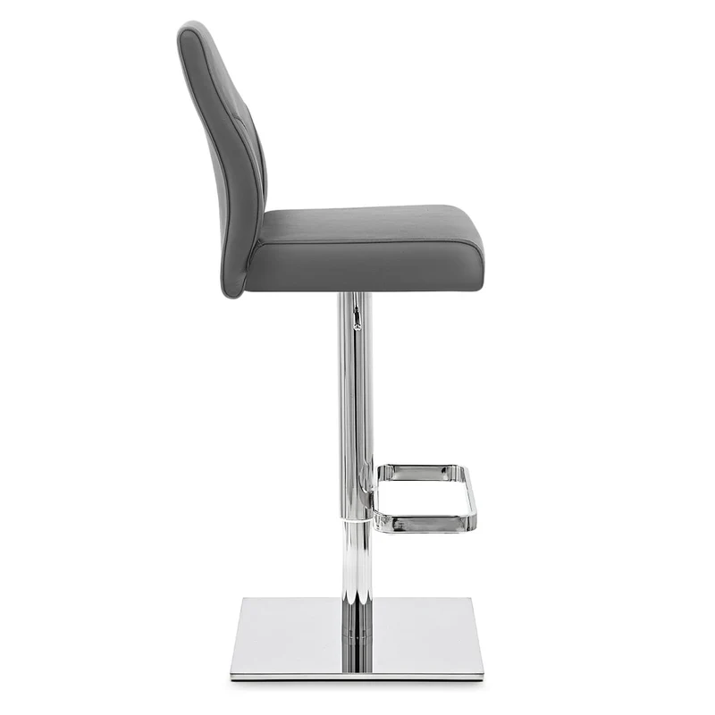 Chaise de Bar Cuir Chrome - Martello Gris