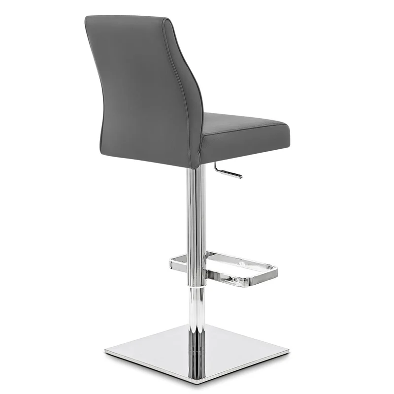 Chaise de Bar Cuir Chrome - Martello Gris