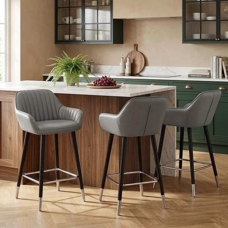 Tabouret de Bar Faux Cuir - Apres Grande Gris