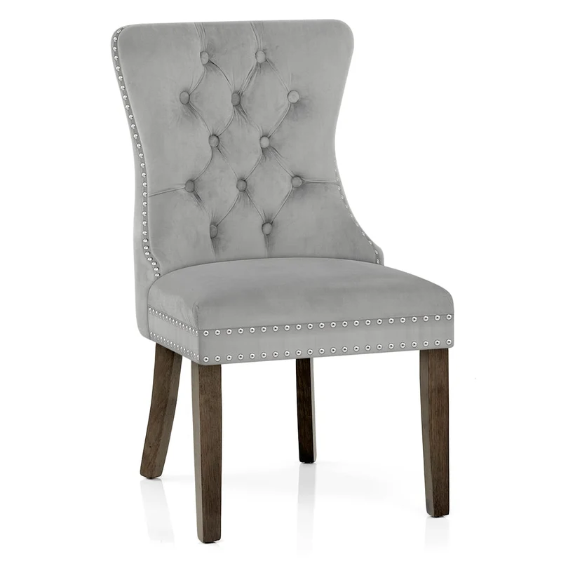 Chaise Bois Velours - Kensington Gris