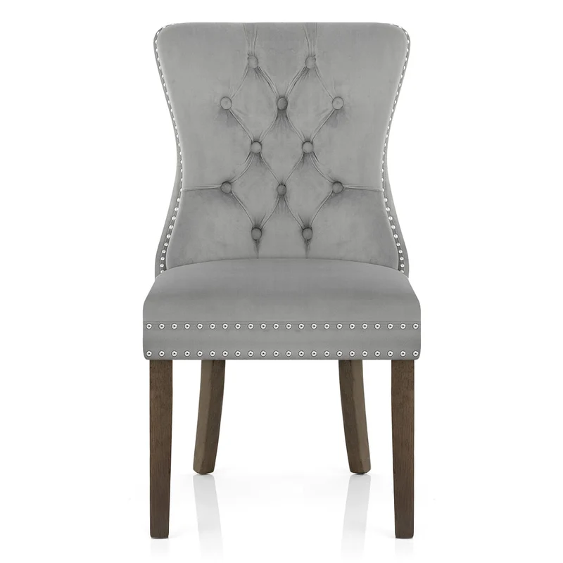 Chaise Bois Velours - Kensington Gris