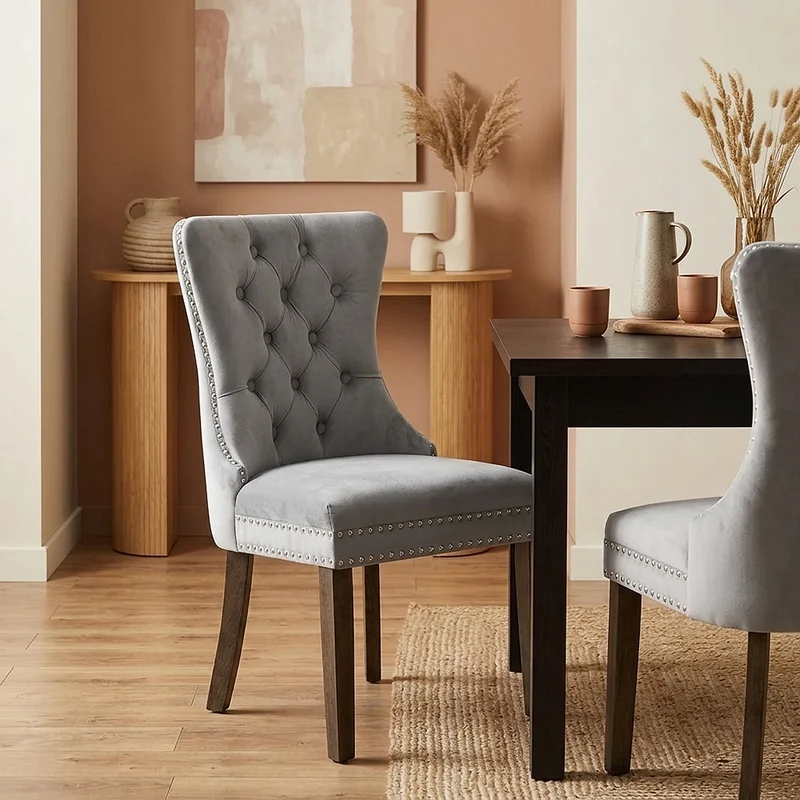 Chaise Bois Velours - Kensington Gris
