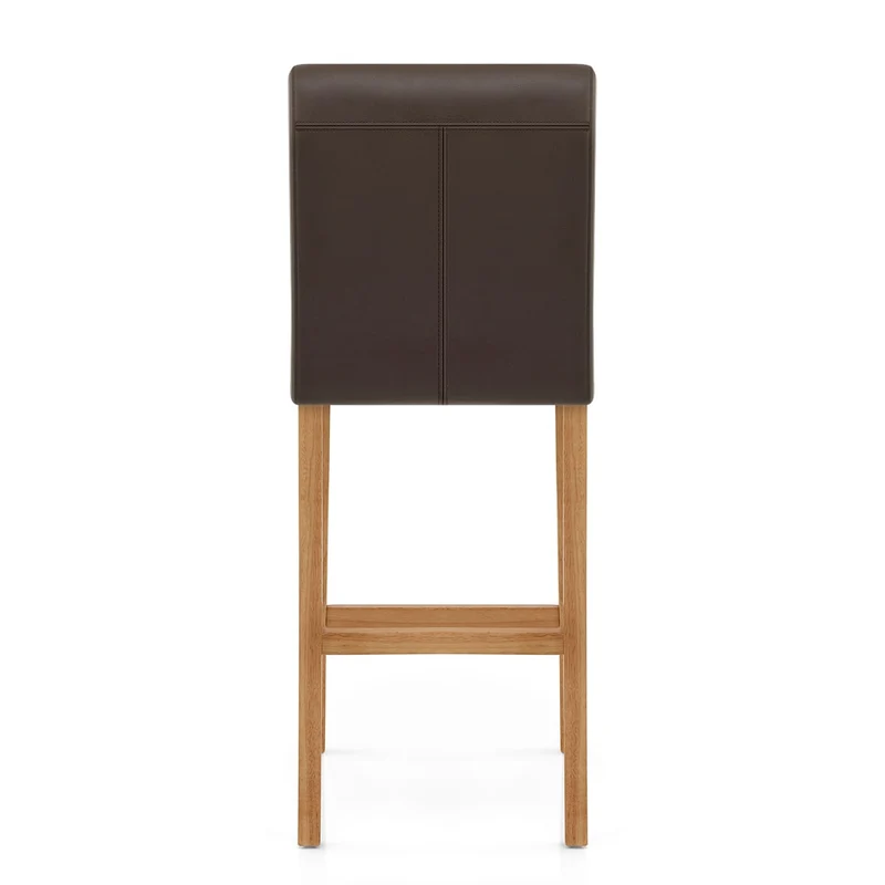 Tabouret de Bar Bois Cuir Croûté - Tetbury Marron