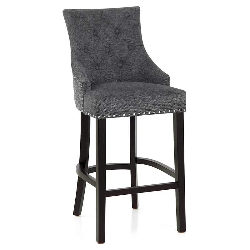 Chaise de Bar Bois Tissu - Ascot Gris Foncé