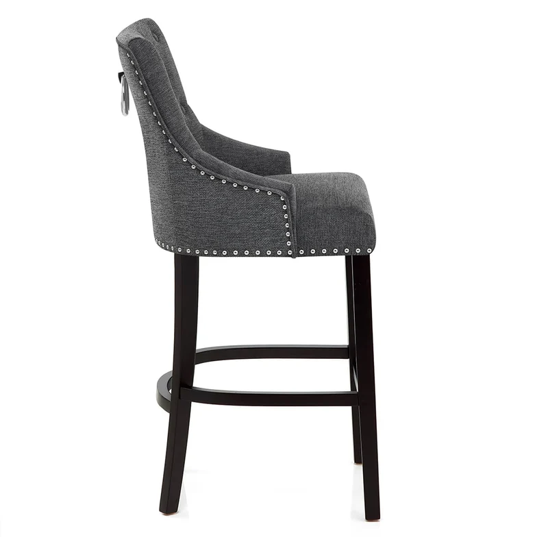 Chaise de Bar Bois Tissu - Ascot Gris Foncé