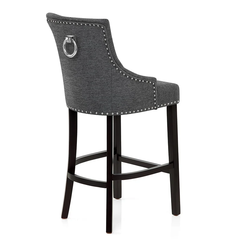 Chaise de Bar Bois Tissu - Ascot Gris Foncé