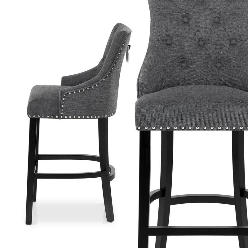 Chaise de Bar Bois Tissu - Ascot Gris Foncé