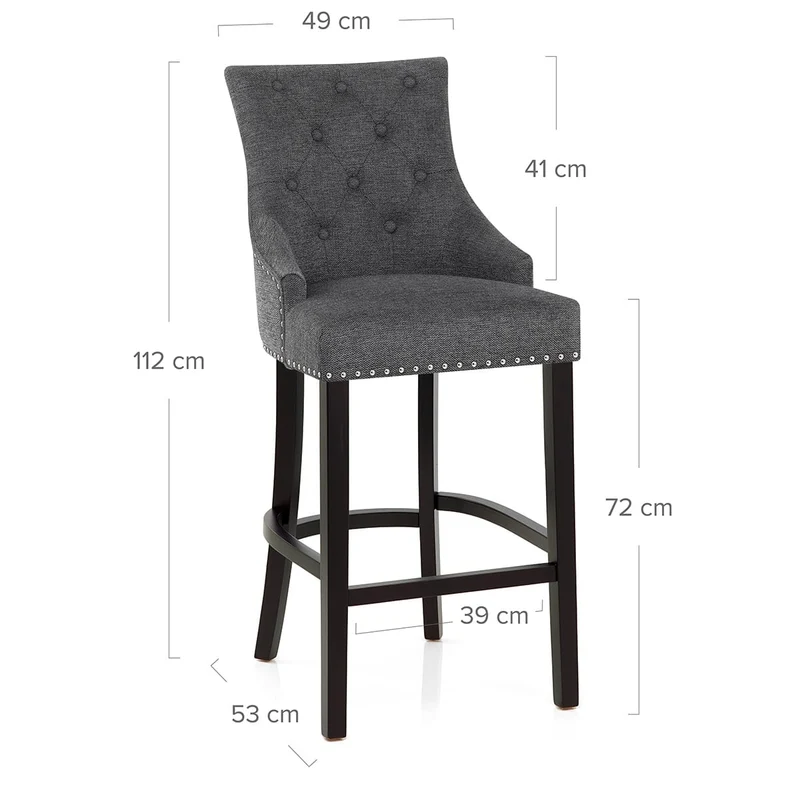 Chaise de Bar Bois Tissu - Ascot Gris Foncé