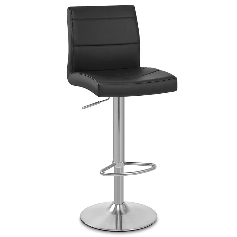 Chaise de Bar Faux Cuir Chrome Brossé - Breakfast Noir