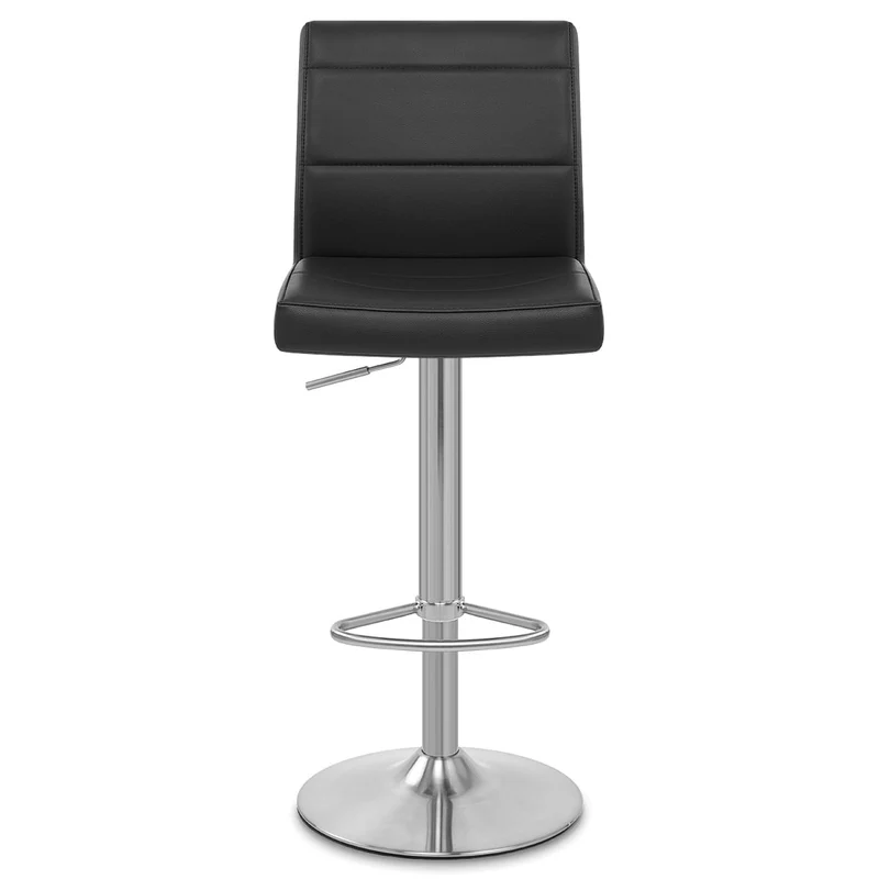 Chaise de Bar Faux Cuir Chrome Brossé - Breakfast Noir