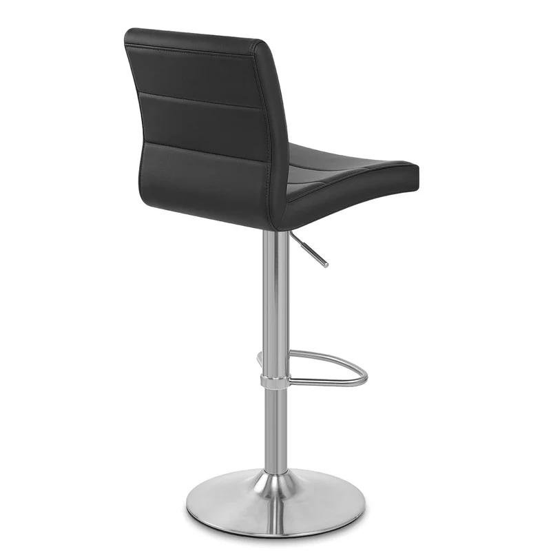 Chaise de Bar Faux Cuir Chrome Brossé - Breakfast Noir