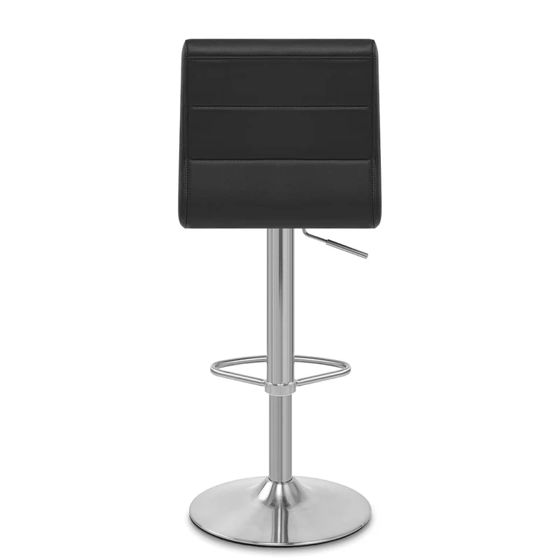 Chaise de Bar Faux Cuir Chrome Brossé - Breakfast Noir