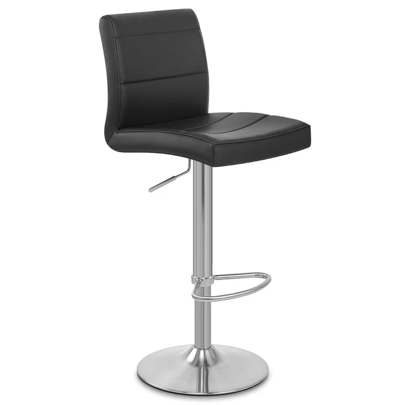 Chaise de Bar Faux Cuir Chrome Brossé - Breakfast Noir