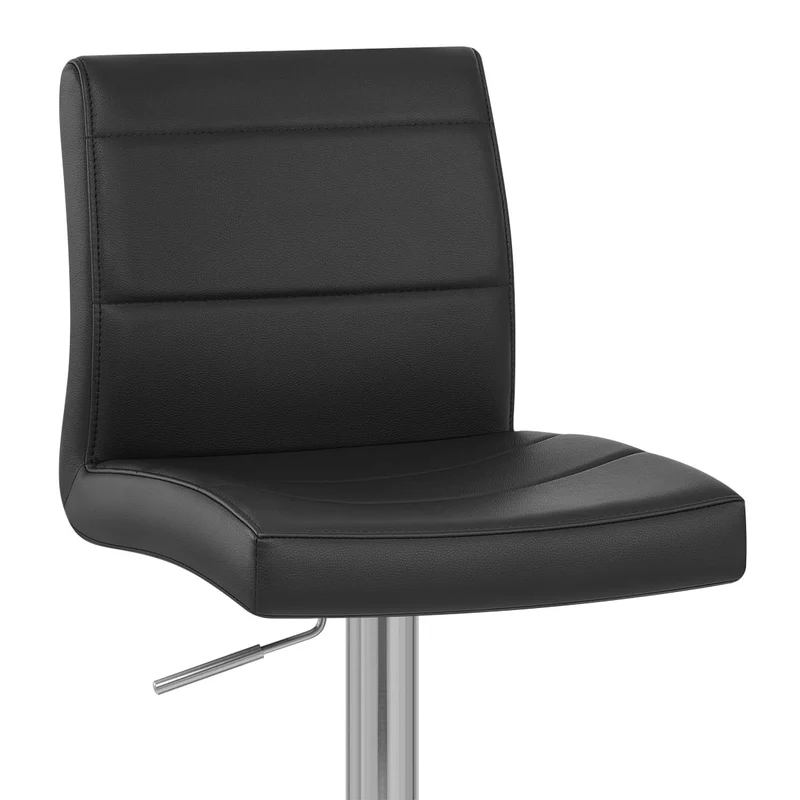Chaise de Bar Faux Cuir Chrome Brossé - Breakfast Noir
