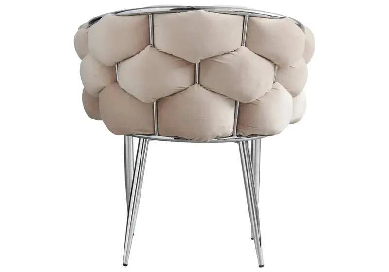 Fauteuil de table velours beige pieds argentés - Cloud x2