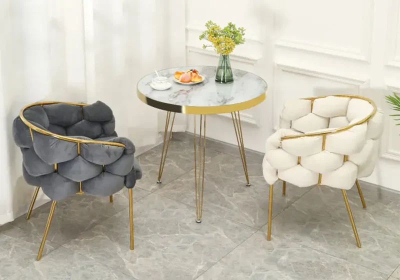 Fauteuil de table velours taupe pieds argentés - Cloud x2