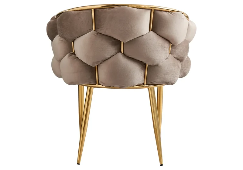 Fauteuil de table velours taupe pieds dorés - Cloud x2