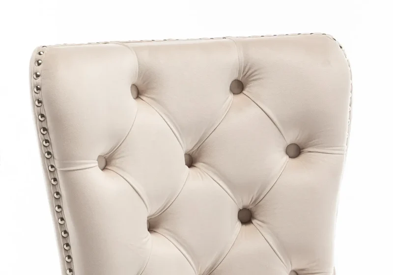 Chaises en velours beige avec poignée argentée - Lora x2