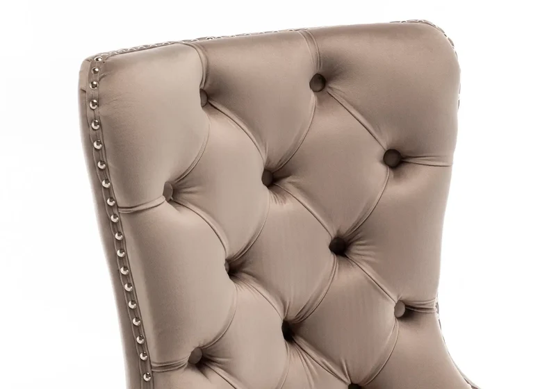 Chaises en velours moka avec poignée argentée - Lora x2