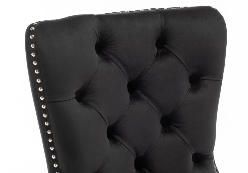 Chaises en velours noir avec poignée argentée - Lora x2