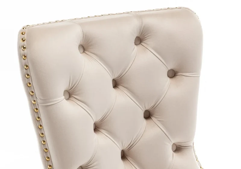 Chaises en velours beige avec poignée dorée - Lora x2