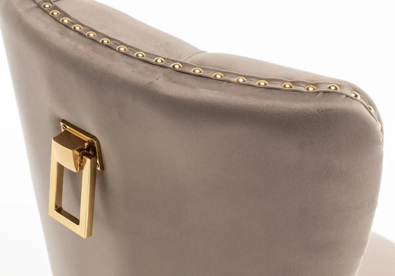 Chaises en velours moka avec poignée dorée - Lora x2